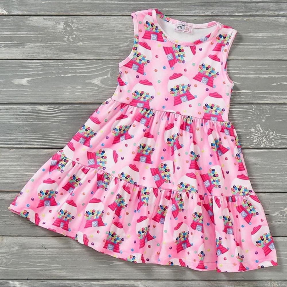 Pink Tiered Sleeveless Sundress with Ruffles